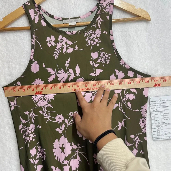 Outerknown Women’s Ellison Slip Dress Small Floral Green Pink Sleeveless Flowy - Picture 5 of 7